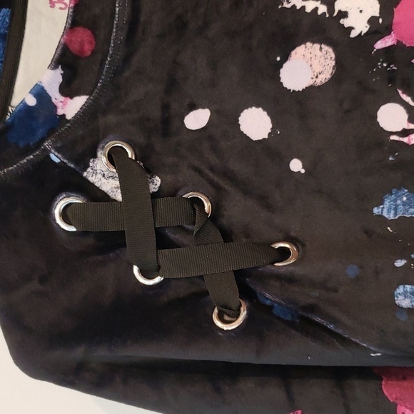 Justice Top Crop Paint Splatter velvet Girls Kids Size 8 - Picture 3 of 11